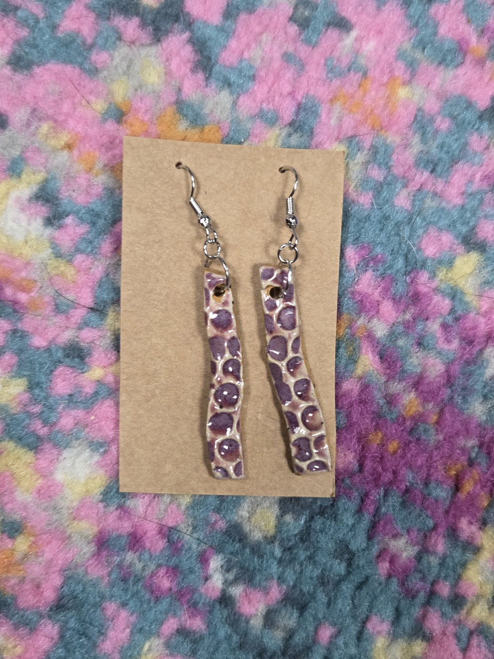 Handcrafted Purple Dangle Rectangle Earrings for Women